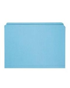 SKILCRAFT Straight-Cut Color File Folders, Letter Size, 100% Recycled, Blue, Box Of 100
