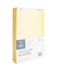Business Source Micro - Perforated Legal Ruled Pads - Legal - 50 Sheets - 0.34in Ruled - 16 lb Basis Weight - 8 1/2in x 14in - Canary Paper - Micro Perforated, Easy Tear, Sturdy Back - 12 / Dozen