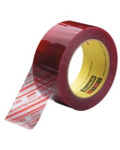 3M 3779 Pre-Printed Carton Sealing Tape, 3in x 110 Yd., Clear/Red, Case Of 24