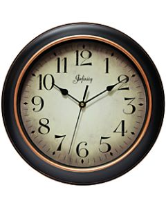 Infinity Instruments Hanover 12in Round Wall Clock, Black/Rose Gold