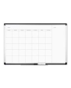 U Brands PINIT Magnetic Dry Erase Monthly Calendar Board, 36in X 24in, Silver Aluminum Frame