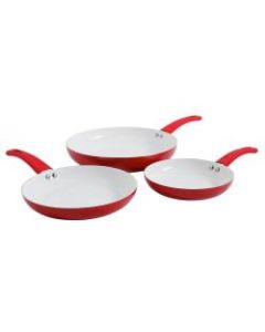 Sunbeam Acerra 3-Piece Frying Pan Set, Red