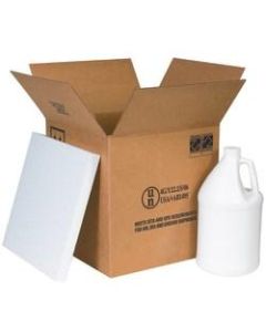 Office Depot Brand Plastic Jug Shipper Kit, Four 1-Gallon Jugs, 12 1/4inL x 12 1/4inW x 12 3/4inH, Kraft/White