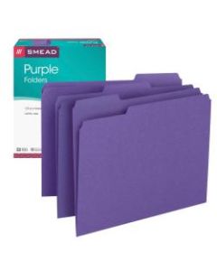 Smead Color File Folders, Letter Size, 1/3 Cut, Purple, Box Of 100