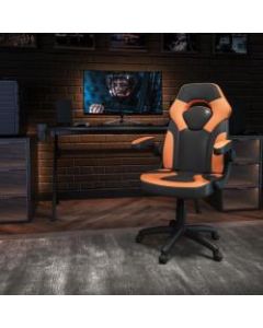 Flash Furniture X10 Ergonomic LeatherSoft High-Back Racing Gaming Chair With Flip-Up Arms, Orange/Black