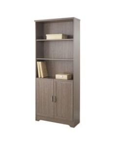 Realspace Magellan 72inH 5 Shelf Contemporary Bookcase with Doors, Gray/Medium Finish