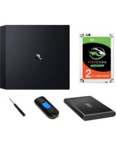 Fantom Drives 2TB PS4 SSHD (Solid State Hybrid Drive/SSD+HDD) Upgrade Kit - Seagate Firecuda - Compatible with PlayStation 4, PS4 Slim, and PS4 Pro - Black - 1
