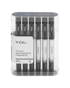 TUL Permanent Markers, Fine Point, Silver Barrel, Black Ink, Pack Of 12 Markers