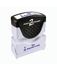 ACCU-STAMP2 For Deposit Only Stamp, Shutter Pre-Inked One-Color FOR DEPOSIT ONLY Stamp, 1/2in x 1-5/8in Impression, Blue Ink