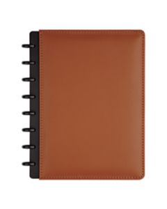 TUL Discbound Notebook, Junior Size, Leather Cover, Narrow Ruled, 60 Sheets, Brown