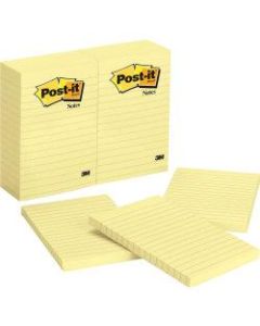 Post it Notes, 4in x 6in, Lined, Canary Yellow, Pack Of 12 Pads