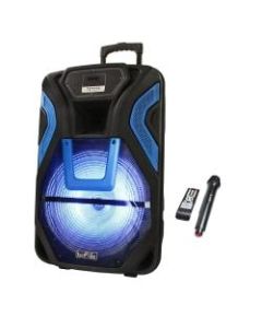 BeFree Sound Rechargeable Bluetooth Portable Party PA Speaker System, Black/Blue