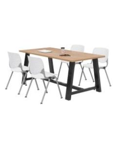 KFI Studios Midtown Table With 4 Stacking Chairs, 30inH x 36inW x 72inD, Kensington Maple/White