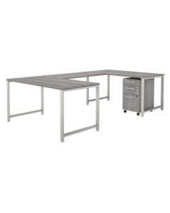 Bush Business Furniture 400 Series 60inW U-Shaped Desk With 3-Drawer Mobile File Cabinet, Platinum Gray, Premium Installation