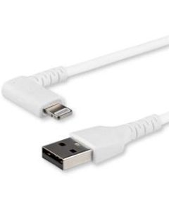 StarTech.com 1m / 3.3ft Angled Lightning to USB Cable - Heavy Duty MFI Certified Lightning Cable - White - USB to Lightning