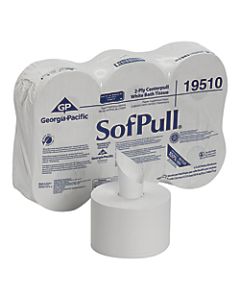 Georgia-Pacific SofPull Centerpull 2-Ply Toilet Paper, 1000 Sheets Per Roll, 100% Recycled, Pack Of 6 Rolls
