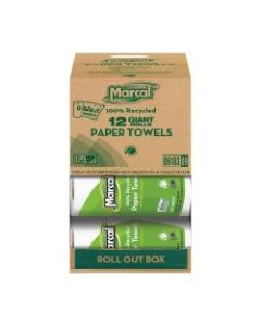 Marcal Small Steps U-Size-It 1-Ply Paper Towels, 100% Recycled, 140 Sheets Per Roll, Pack Of 12 Rolls