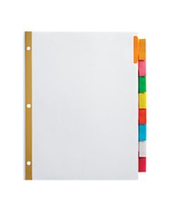 Office Depot Brand Insertable Dividers With Big Tabs, White, Assorted Colors, 8-Tab