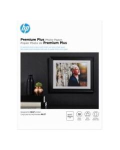 HP Premium Plus Photo Paper for Inkjet Printers, Soft Gloss, Letter Size (8 1/2in x 11in), 80 Lb, Pack Of 50 Sheets (CR667A)