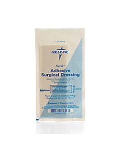 Medline Sterile Surgical Adhesive Dressings, 6in x 8in, Gray, 25 Dressings Per Box, Case Of 4 Boxes