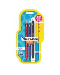 Paper Mate InkJoy Retractable Gel Pens, Fine Point, 0.5 mm, Black Barrels, Assorted Ink Colors, Pack Of 3
