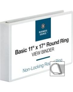 Business Source Tabloid-size Round Ring Reference Binder - 2in Binder Capacity - Tabloid - 11in x 17in Sheet Size - Round Ring Fastener(s) - White - Recycled - Durable, Clear Overlay - 1 Each