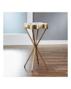 FirsTime & Co. Quatrefoil Tray Side Table, Round, White/Satin Gold
