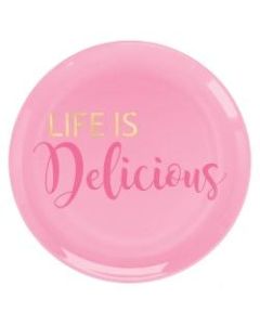 Amscan Life Is Delicious Plastic Plates, 7-1/2in, Pink, Pack Of 20 Plates