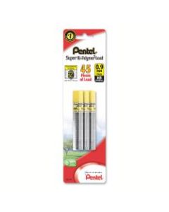 Pentel Super Hi-Polymer Leads, 0.9 mm, HB, Medium, 12 Leads Per Tube, Pack Of 3 Tubes