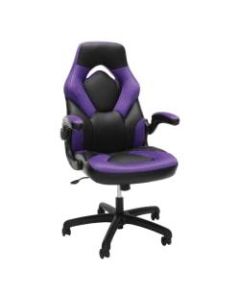 OFM Essentials 3085 Racing-Style Bonded Leather High-Back Gaming Chair, Black/Purple