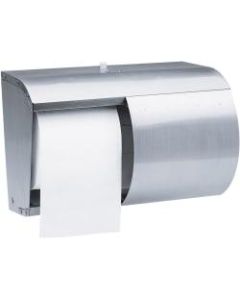 Scott CorelessDouble Roll Tissue Dispenser - Coreless Dispenser - 2 x Roll - 7.1in Height x 10.1in Width x 6.4in Depth - Stainless Steel - Clear - Durable, Hinged Door, Key Lock - 1 Each