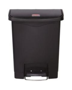 Rubbermaid Commercial Slim Jim Rectangular Plastic Step-On Trash Container, 8 Gallons, Black