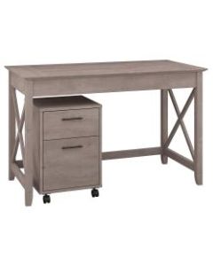 Bush Furniture Key West 48inW Writing Desk With 2 Drawer Mobile File Cabinet, Washed Gray, Standard Delivery