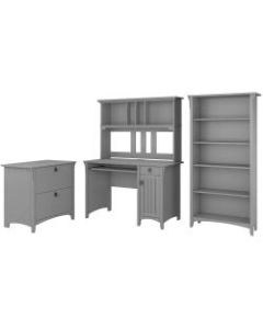 Bush Furniture Salinas Mission Desk With Hutch, Lateral File Cabinet And 5 Shelf Bookcase, Cape Cod Gray, Standard Delivery