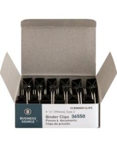 Business Source Fold-back Binder Clips - Small - 0.8in Width - 0.38in Size Capacity - 12 / Dozen - Black - Steel