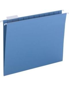 Business Source 1/5 Tab Cut Letter Recycled Hanging Folder - 8 1/2in x 11in - Blue - 25 / Box