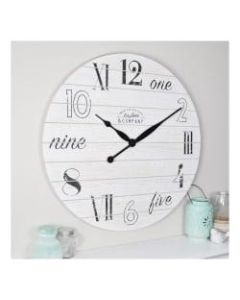 FirsTime & Co. Shiplap Chic Wall Clock, Aged White