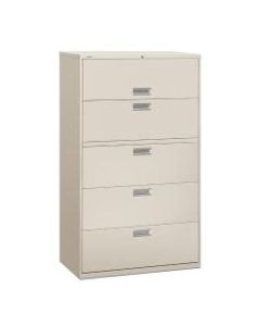 HON Brigade 600 42inW Lateral 5-Drawer File Cabinet, Metal, Light Gray