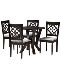 Baxton Studio Alma Dining Set, 29-15/16inH x 35-7/16inW x 35-7/16inD, Gray/Dark Brown