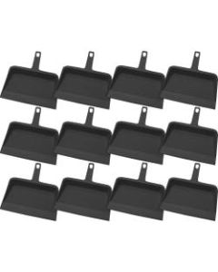 Genuine Joe Heavy-duty Plastic Dust Pan - 12in Wide - Plastic - Black - 12 / Carton