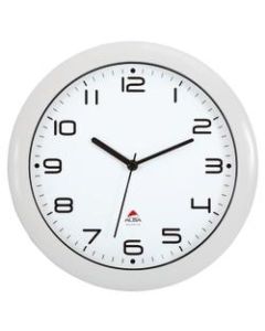 Alba Silent Round Wall Clock, 12in Diameter, White