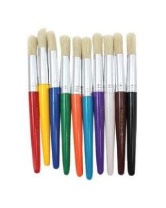 Charles Leonard, Inc. Round Stubby Brushes, 3/4in, Round Bristles, Hog Hair, Assorted Colors, 3 Packs Of 10