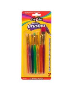 Cra-Z-Art All-Purpose Artist Brush Set, Assorted Colors, Pack Of 7 Brushes