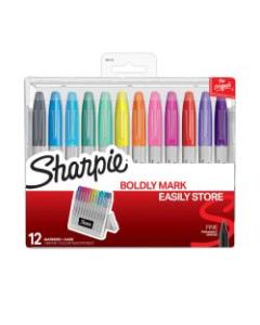Sharpie Permanent Marker Hero Pack With Storage Case, Fine Point, Assorted Colors, Pack Of 12