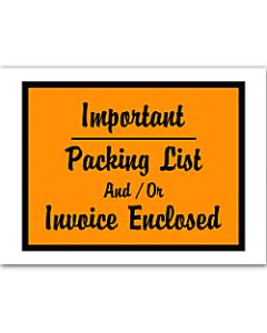 Office Depot Brand "Important Packing List/Invoice Enclosed" Envelopes, Full Face, 4 1/2in x 6in, Orange, Pack Of 1,000