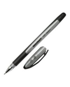SKILCRAFT 100 Rubberized Stick Pens, Medium Point, Black Barrel, Black Ink, Pack Of 12