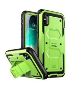 i-Blason Armorbox Carrying Case (Holster) Apple iPhone X Smartphone - Green - Drop Resistant, Shock Absorbing, Scratch Resistant, Scrape Resistant - Polycarbonate Exterior, Thermoplastic Polyurethane (TPU) - Holster, Belt Clip