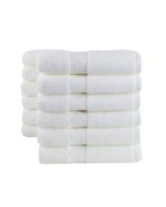 1888 Mills Green Threads GOTS-Certified Organic Cotton Hand Towels, 16in x 30in, Pearl White, Pack Of 96 Towels