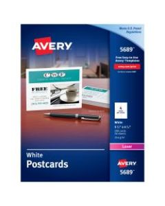 Avery Laser Post Cards, 4 1/4in x 5 1/2in, White, Box Of 200