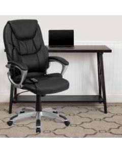 Flash Furniture Massaging Ergonomic Bonded LeatherSoft High-Back Swivel Office Chair, Black/Silver